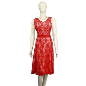 Stunning 1960s Vintage Red Lace Dress - Perfect for Retro Fashion Enthusiasts